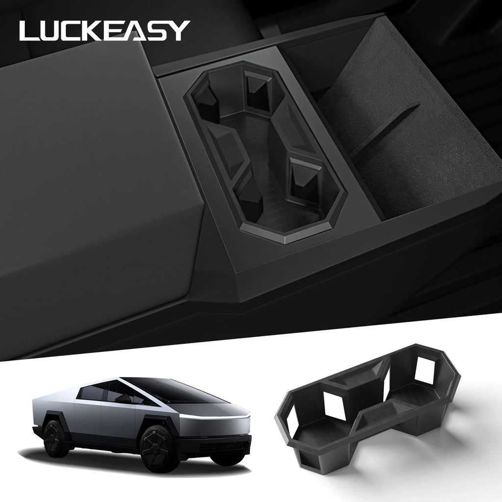 LUCKEASY for Tesla Cybertruck 2024-2026 Cup Holder Central Control Drinks Holder Silicone Water Cup Storage Box Car Accessories