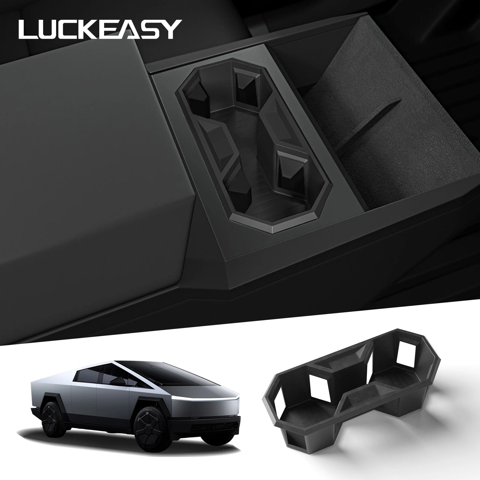 LUCKEASY for Tesla Cybertruck 2024-2026 Cup Holder Central Control Drinks Holder Silicone Water Cup Storage Box Car Accessories