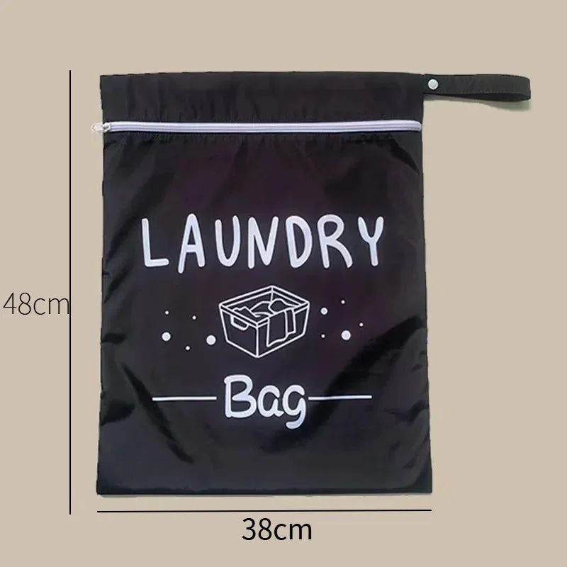 1pc Waterproof Travel Laundry Bag Wet Dry Organizer Pouch with Zipper Hanging Strap Portable Storage Bag