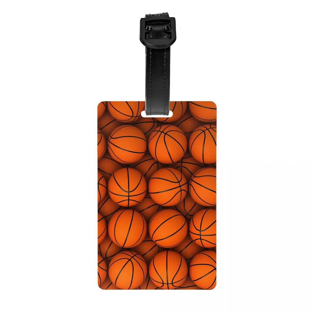 Custom Basketball Dots Round Luggage Tag Privacy Protection Physical culture Baggage Tags Travel Bag Labels Suitcase