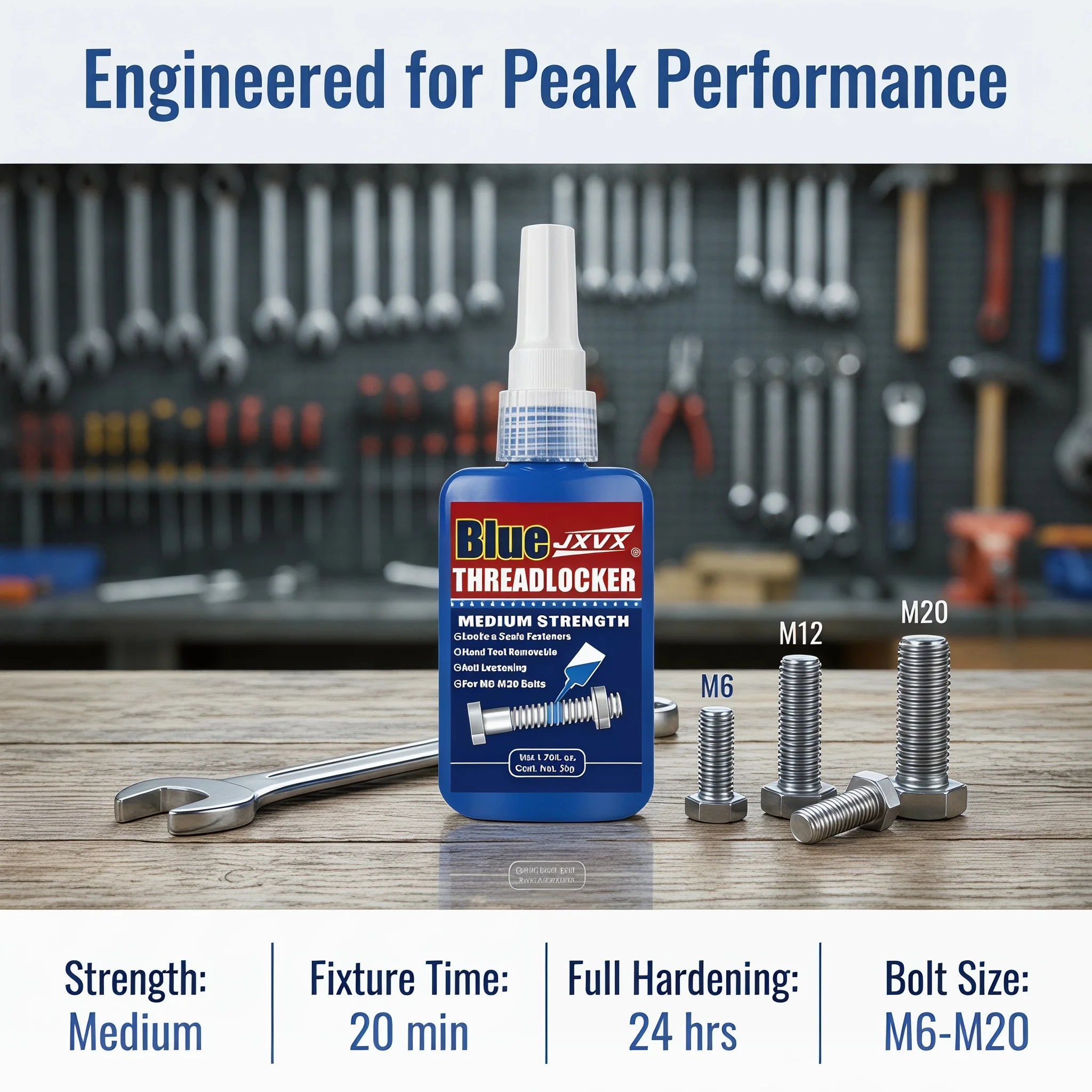 Blue Threadlocker, Medium Strength Threadlocker, Blue Anaerobic Adhesive for Fixing Screws and Nuts, Anti-Loosening, Anti-Corrosion, Oil Resistant, Anti-Loosening/Anti-Corrosion
