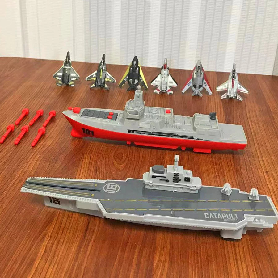 Aircraft carrier and frigate launchers, capable of launching fighter jets, military toy sets for boys and girls