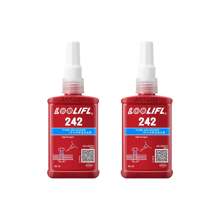 LOOLIFL 242 Threadlocker Blue Medium Strength | Removable with Hand Tools | Anti-Vibration & Oil Resistant | Works from -54°C to 150°C | 50ml Bottle | CE Certified  | Fast Worldwide Shipping | Best Price Guarantee!
