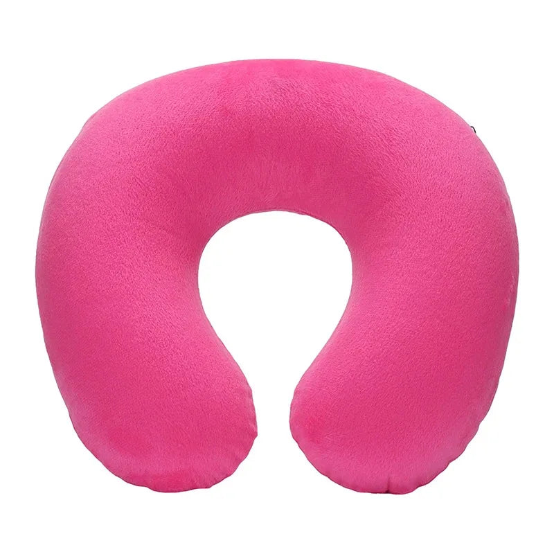 1/3/4Pcs Travel Pillow Car Air Flight Office Inflatable Neck Pillow Short Plush Cover PVC Support Headrest Soft Nursing Cushion