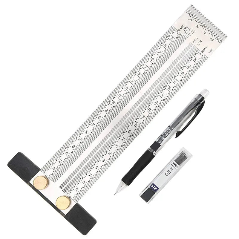 Woodworking High-precision Line Scribe 180-400mm T-type Ruler Hole Scribing Ruler Stainless Mark Line Gauge Measuring Tools