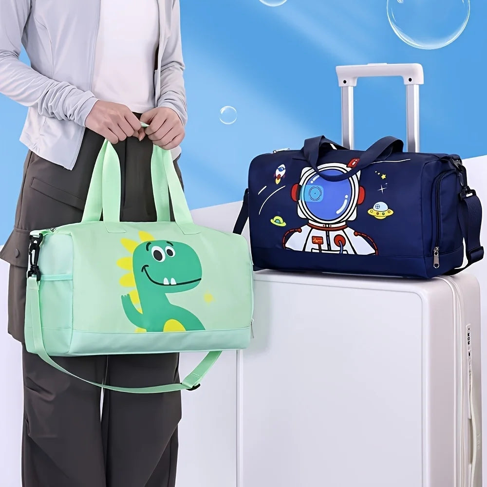 Kids Duffle Bag with Wet Pocket & Shoe Compartment Sports Duffel Overnight Weekender Carry on Bag for Girls Boys Travel Swimming