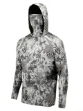 American men's summer camouflage graffiti print micro elastic breathable fishing suit long sleeved T-shirt outdoor casual top