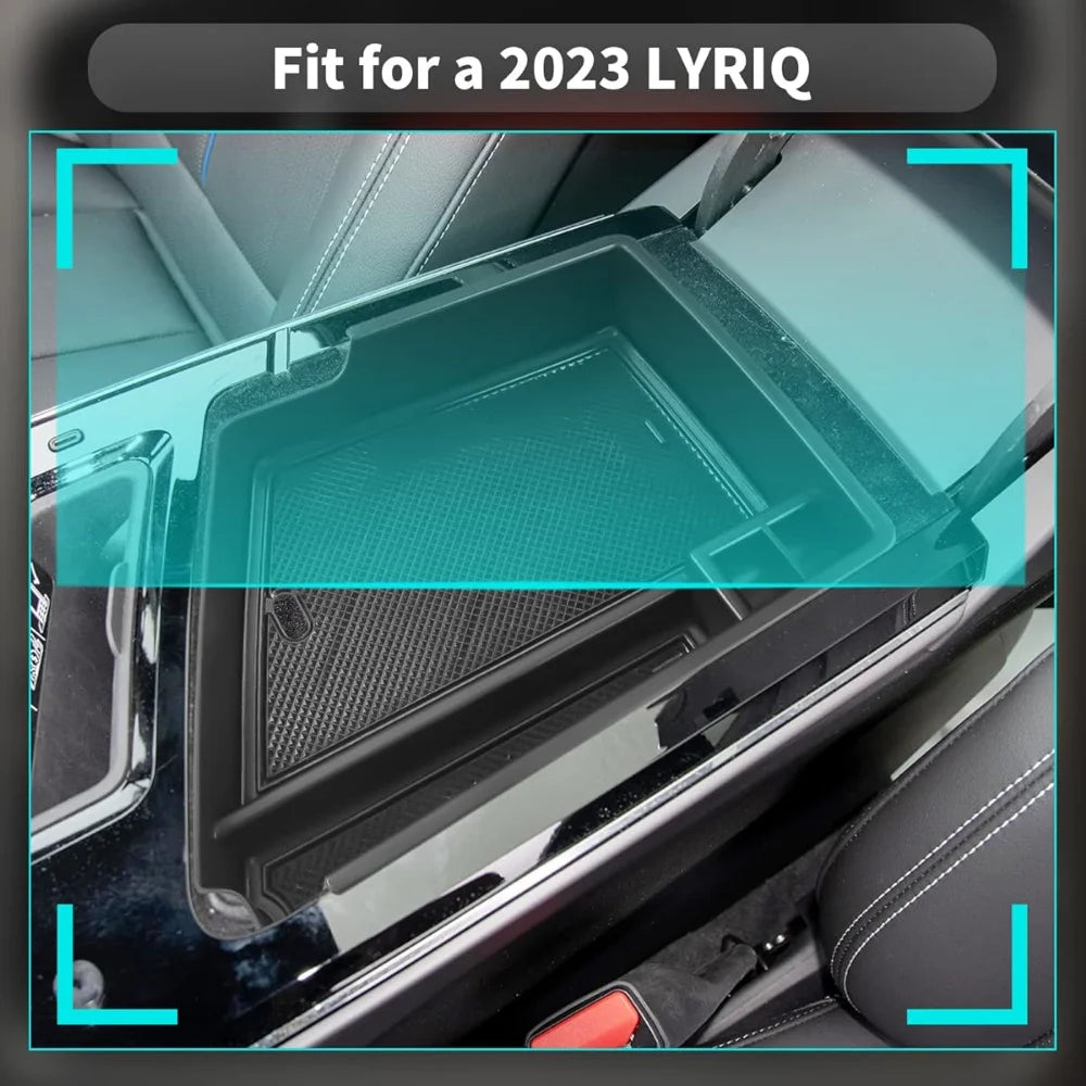 For Cadillac Lyriq 2023-2025 Center Console Tray Armrest Divider Durable ABS Black Functional Storage Box Car Accessories
