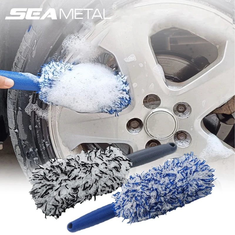 SEAMETAL Car Wheel Cleaning Brush Ultra Soft Microfiber Deep Clean Tire Brush Super Absorbent Scratch-Free Car Detailing Tool