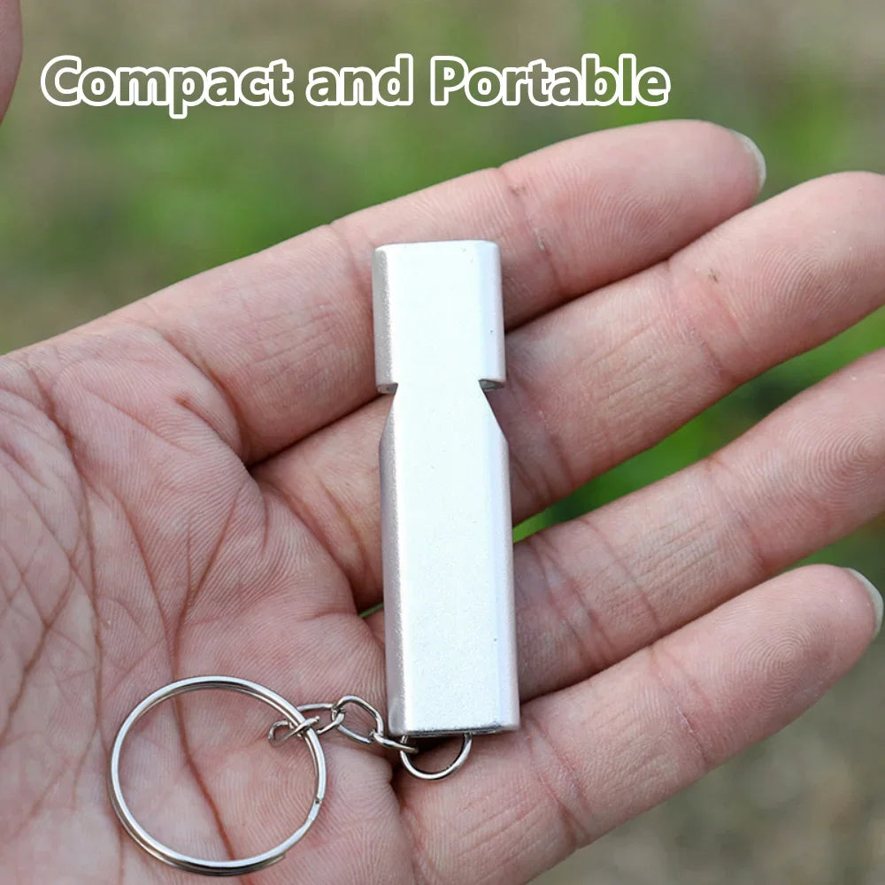 Flat Aluminum Alloy Dual Frequency Survival Whistle Double Tube Outdoor Equipment Equipped EDC Tool