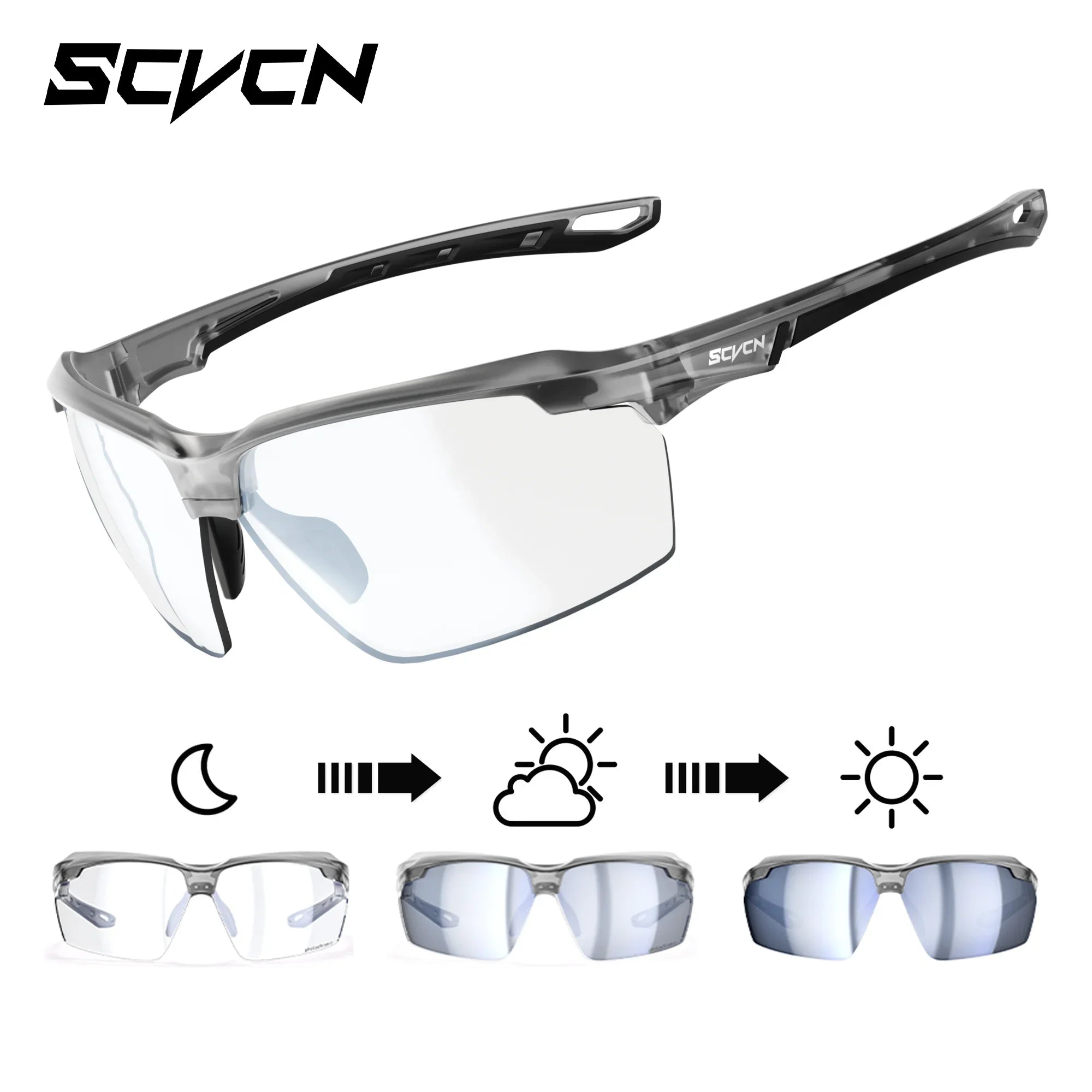 SCVCN Color Photochromic Cycling Glasses Explosion Proof Hunting CS War Game Eyewear Fashion Outdoor Airsoft Shooting Glasses