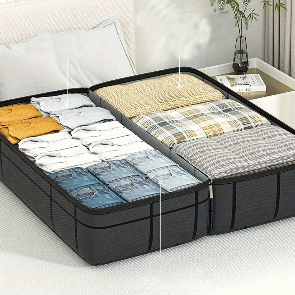 1pc Large-capacity Hand-held Clothes Storage Bag Foldable Dust-proof Non-woven Fabric Packing Bags Bedroom Wardrobe Organizer