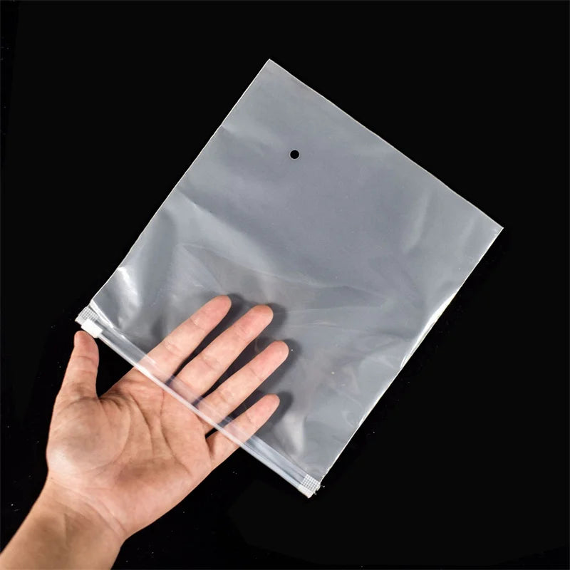 25/50pcs PE Clothing Frosted Zipper Bags T-shirt Cosmetics Clear Waterproof Storage Bag Home Travel Storage Pouch Customizable