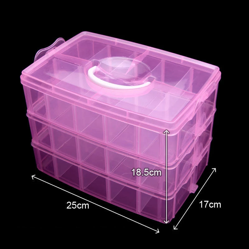 30 Grid Car Model Storage Containers 3 Layer Stackable Craft Storage Box With Handle Bead Organizer For Art,Toy,Washi Tape,Nail