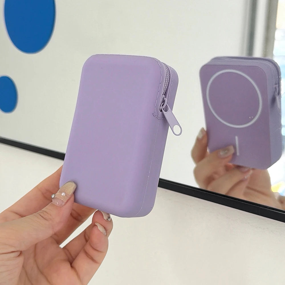 Candy Color Liquid Silicone Mini Zipper Storage Bag Earphone Pouch Lipstick Coins Hair Clips Jewelry Airbuds Case Phone Bracket
