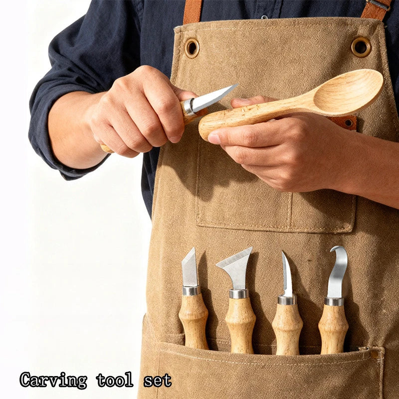 5PCS Wood Carving Knife Set Ergonomic Hook Chisel for Spoon Durable Sculptural Beginner Professional Tools