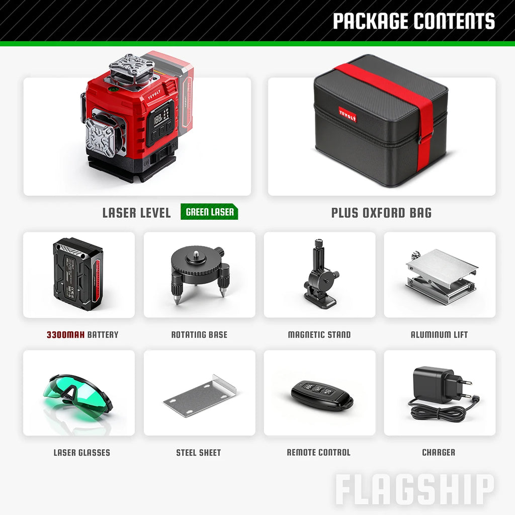 YEVOLT Laser Level 360 Self Leveling with Tripod 4D Lazer Level 4x360° Cross Line Laser for Construction Project Renovation Tool