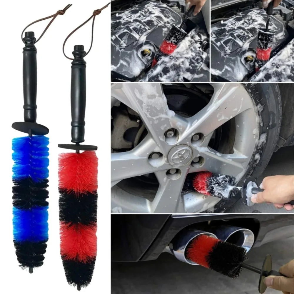 Long Soft Auto Wheel Cleaning Brush for Car Rims Tire Detailing Vehicle Engine Exhaust Wheel Cleaner Brush