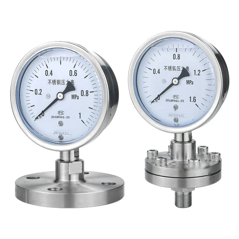 SS304 Stainless Steel DN50 M20*1.5 Diaphragm Pressure Gauge Liquid Application Membrane Manometer Gauge