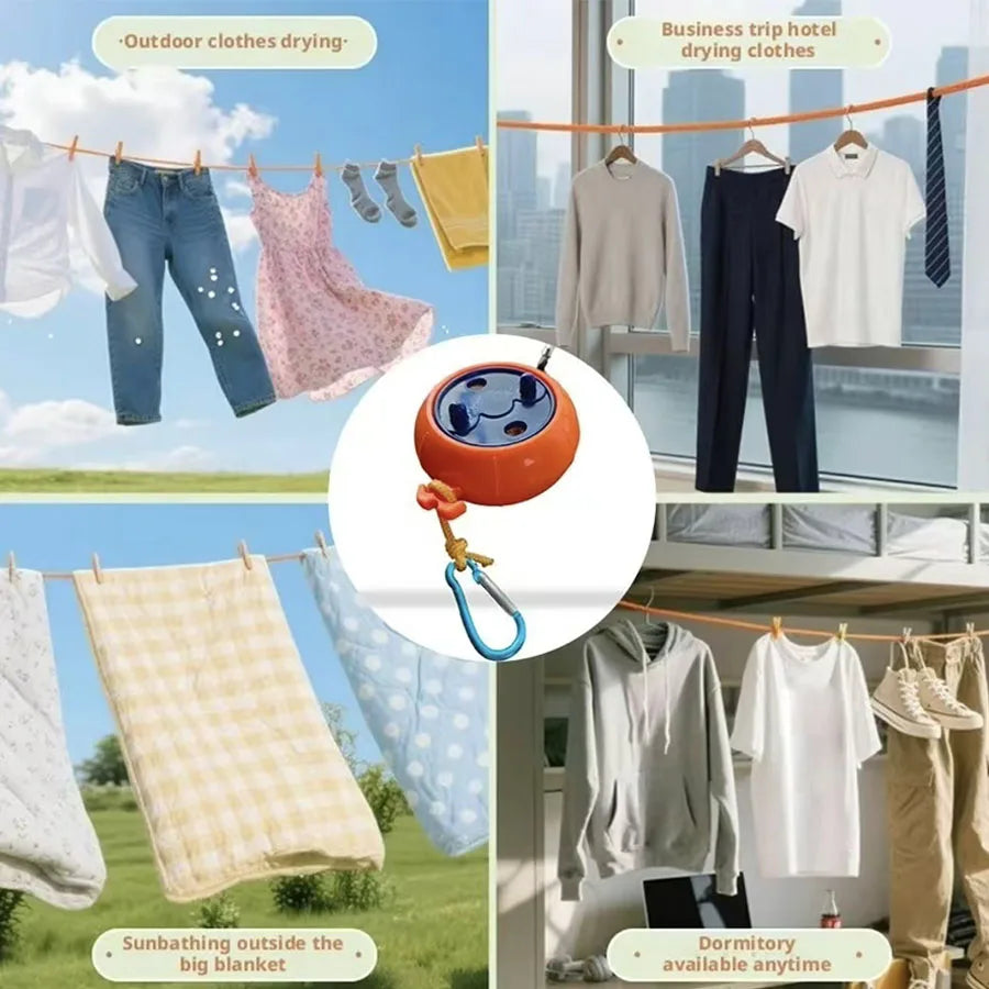 Portable Travel Clothesline, Windproof & Non-Slip Retractable Clothes Line, Punch-Free Invisible Drying Rope for Hotel