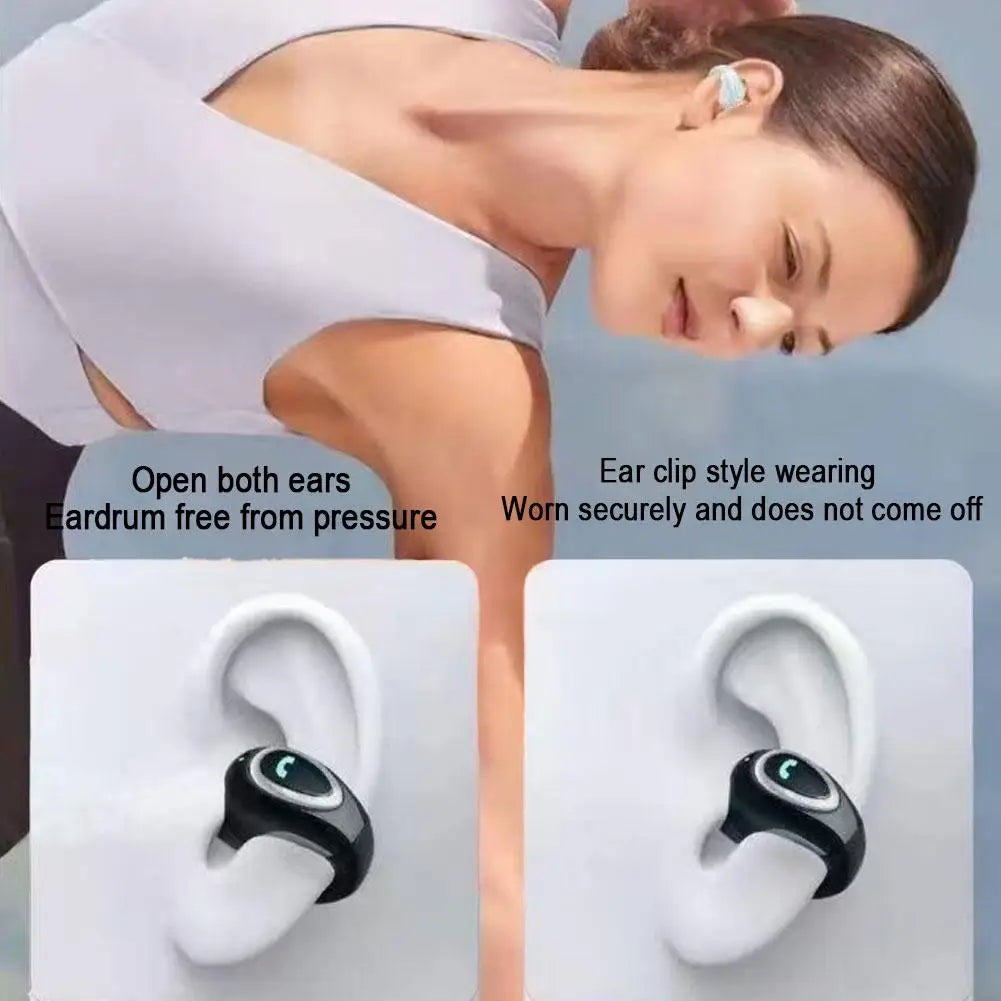 Bluetooth Earphone Clip On Monaural In-Ear Motion Stereo Bone Conduction Wireless Earphone Mini TWS For Business Sports