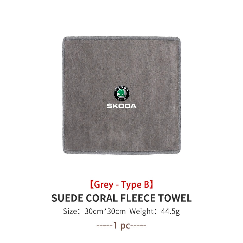 For Skoda Car Logo Wash Clean Towel Microfiber Cleaning Drying Clothl Octavia Superb RAPID FABIA KAMIQ KAROQ KODIAQ YETI