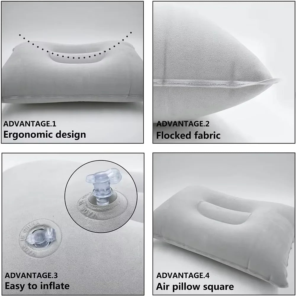 1 Pack Inflatable Pillow, Squared Ultralight Camping Travel Pillow Desk Rest Neck Support for Hiking Backpacking Office