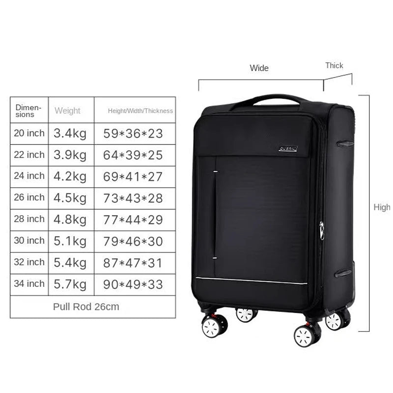20-32-inch Thickened Oxford Fabric Travel Suitcases with Brake Wheels and Laptop Bag Scalable Carry on Luggage valise voyage