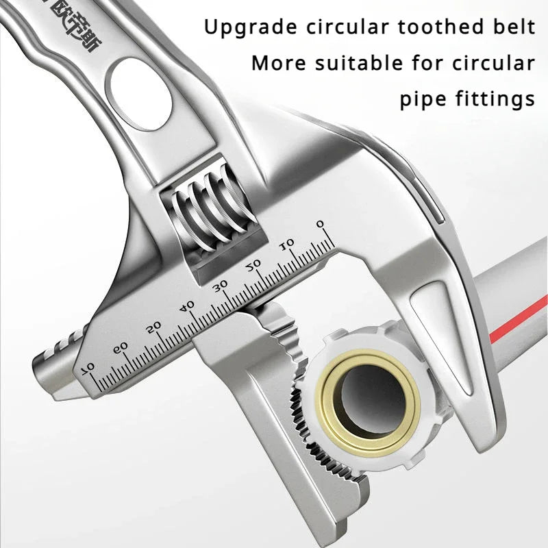 OUDISI Adjustable Wrench Multi Functional Dual Use/Four Use Large Open End Wrench Household Open Bathroom Pipe Adjustable Wrench