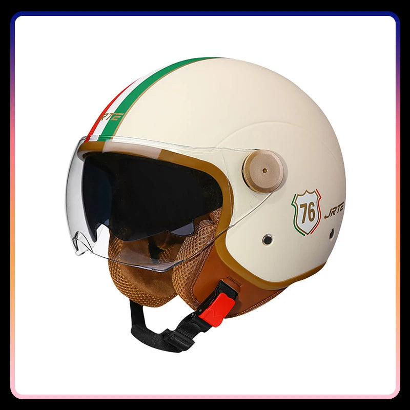 New Arrivals Daul Lens Open Face Helmet DOT ECE Approved Men Women Jet Motorcycle Helmet Retro 3/4 Open Half Helmet Double Visor