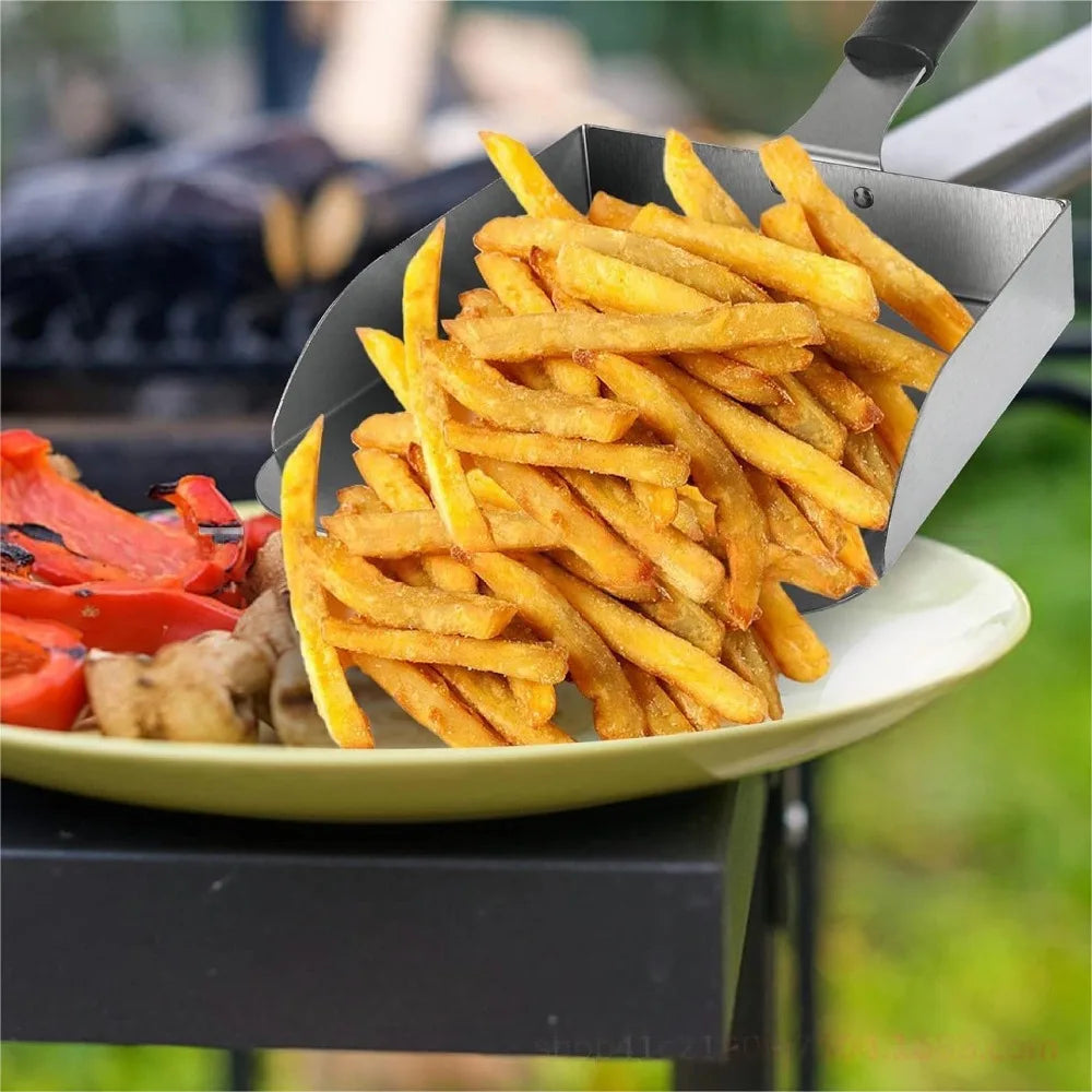Griddle Food Mover Stainless Steel Hamburger Fries Spatula for Rice Vegetables Cooking Food Shovel Home Outdoor Camping BBQ Tool