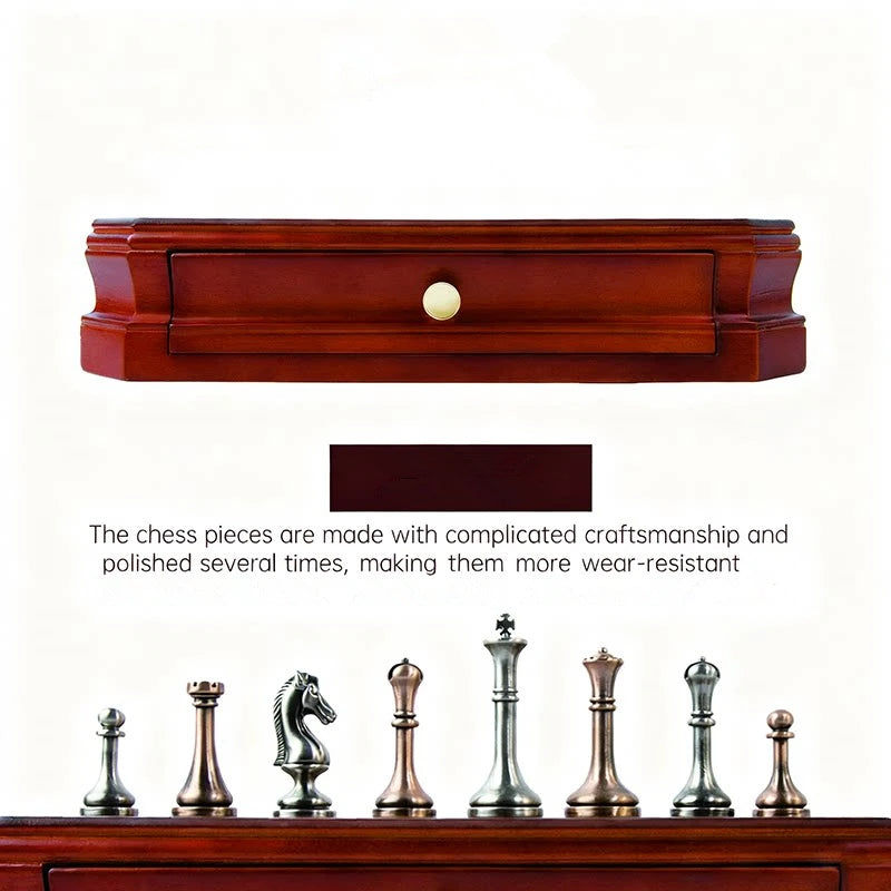 High-end chessboard 30.5cm/12inch international chess set with metal pieces includes 2 additional queens. various holiday gifts.