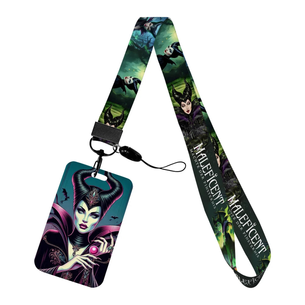 Disney Villains ID Badge Holder Neck Strap Pendant Door Card Holders Lanyards Girls Lanyard Student Kids Credential Holder