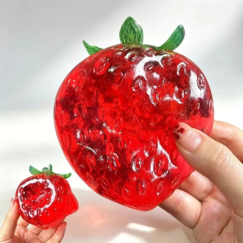 Squishy Vaseline Strawberry Stress Ball Toy Creative Strawberry No Rebound Squeeze Fidget Toy ASMR Sensory Stress Relief Toys