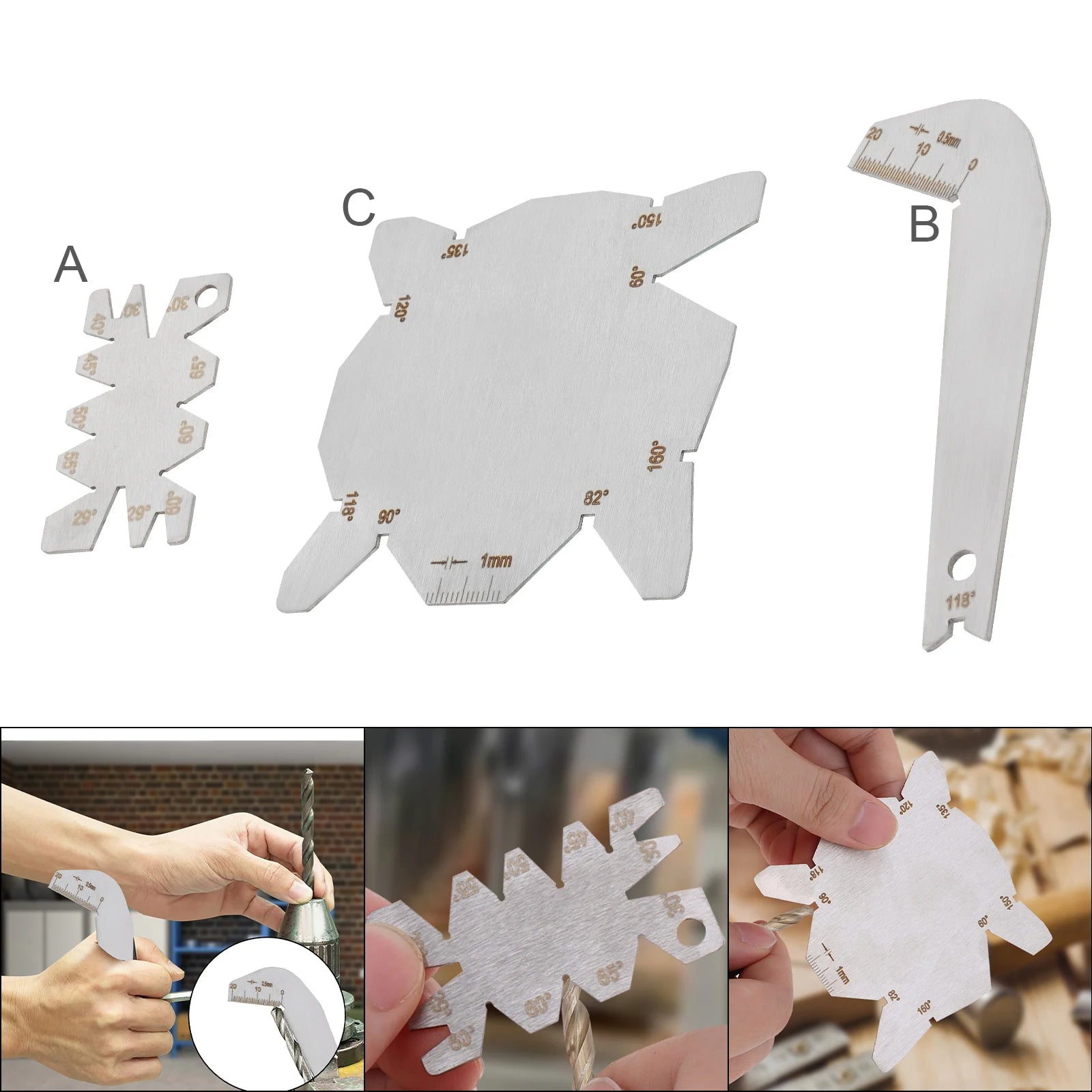 Stainless Steel Angle Gauge 118 Degree Drill Bit Machining Thread Cutting Angle Arc Model Angle Measure Tool Screw Cutting Gauge