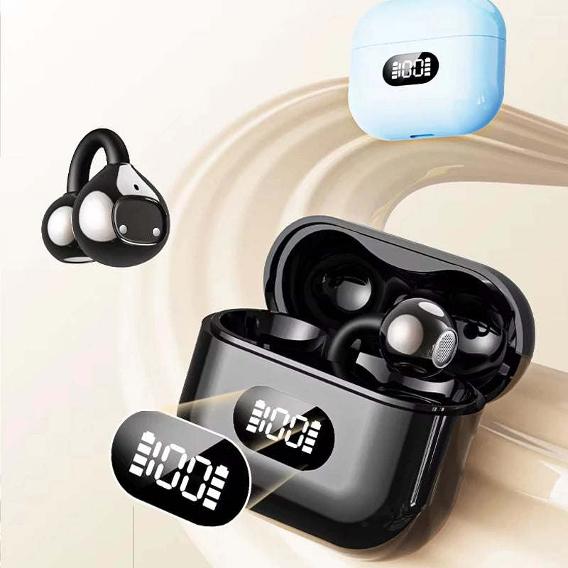 BT 5.4 Earphone Wireless Clear Calls Comfort Fit Earbuds with LED Display Deep Bass Stereo OWS Earphone for Business Travel