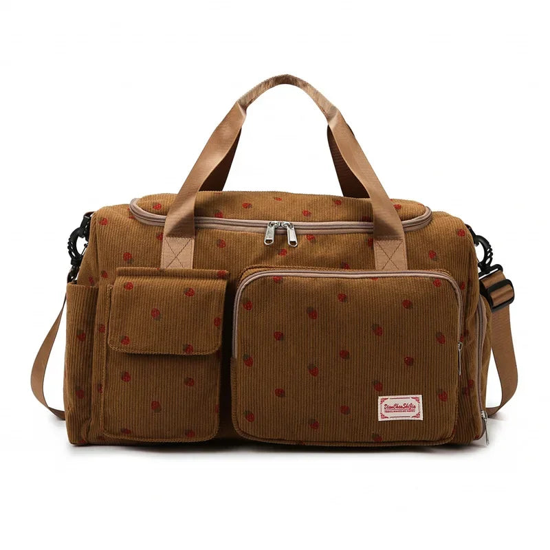 Corduroy Travel Tote Bag Large Capacity Carry On Travel Bag With Shoe Compartment Sports Fitness Bags For Women Duffle Bags