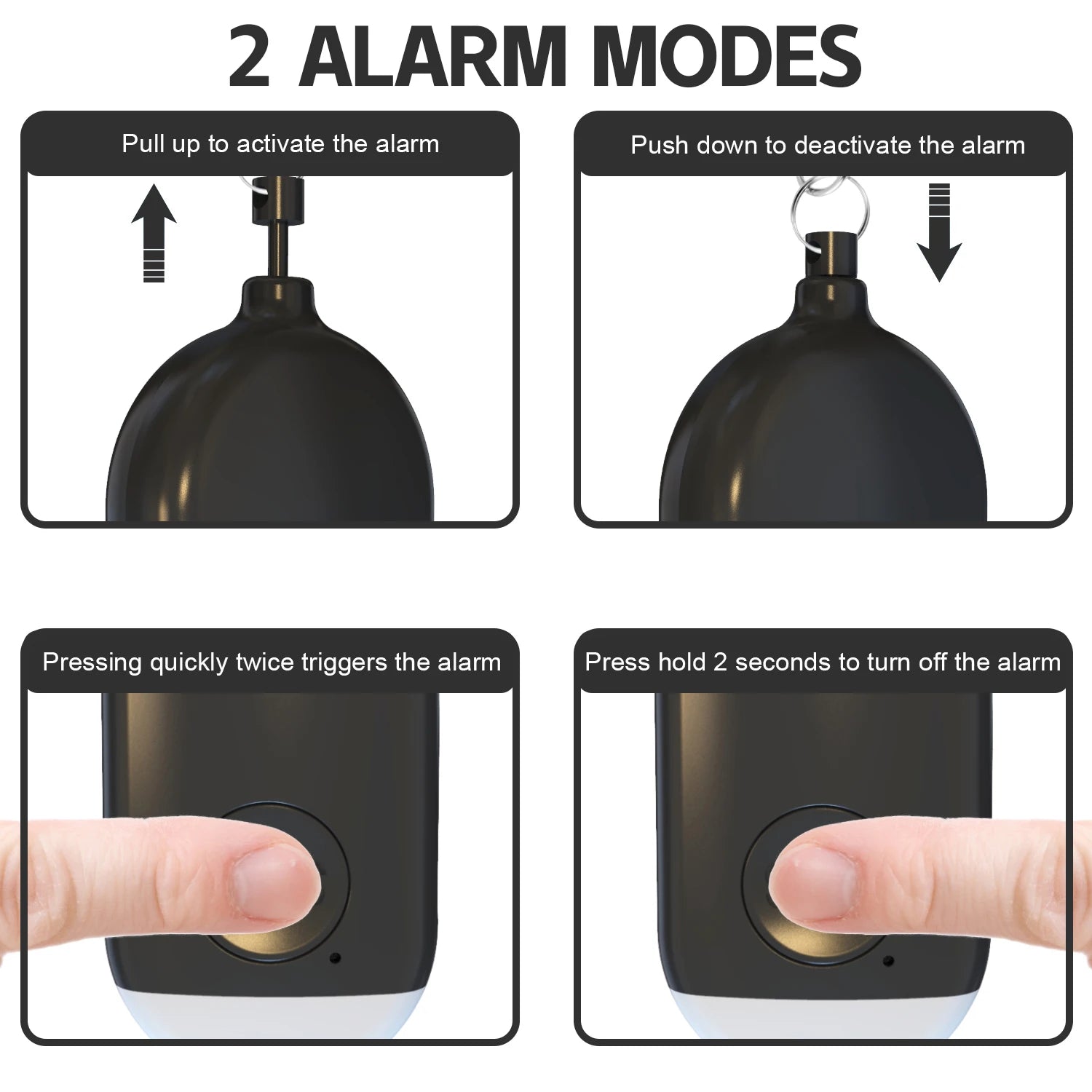 Rechargeable Self Defense Keychain Alarm 130dB Loud Emergency Personal Siren with Flashing Strobe Light SOS Safety Alert Device