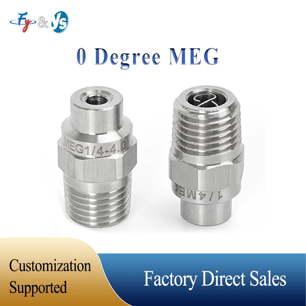 10 Pcs 1/4"MEG Solid Stream Cleaning  Nozzle With Filter Screen, High Pressure Straight Solid Stream , Solid Cone Spray