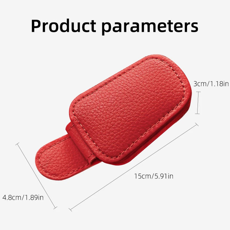 JFBONIN Leather Magnetic Sunglasses Holder Car Sunshade Accessory with Ticket Clip Functional Sunshades Car Accessory