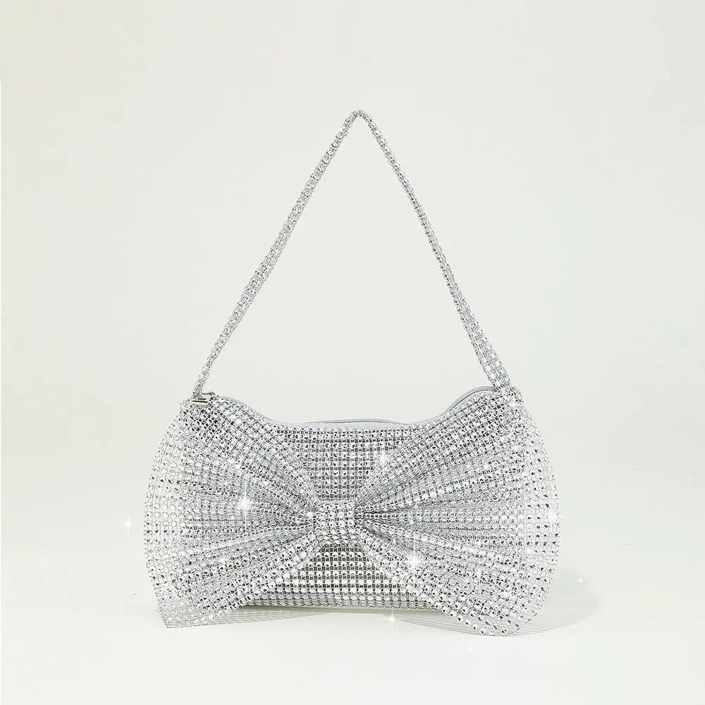 Circular Evening Bag Fashion Bow knot Decorate Banquet Clutch Rhinestone Sparkling Clutches Bag Women Female