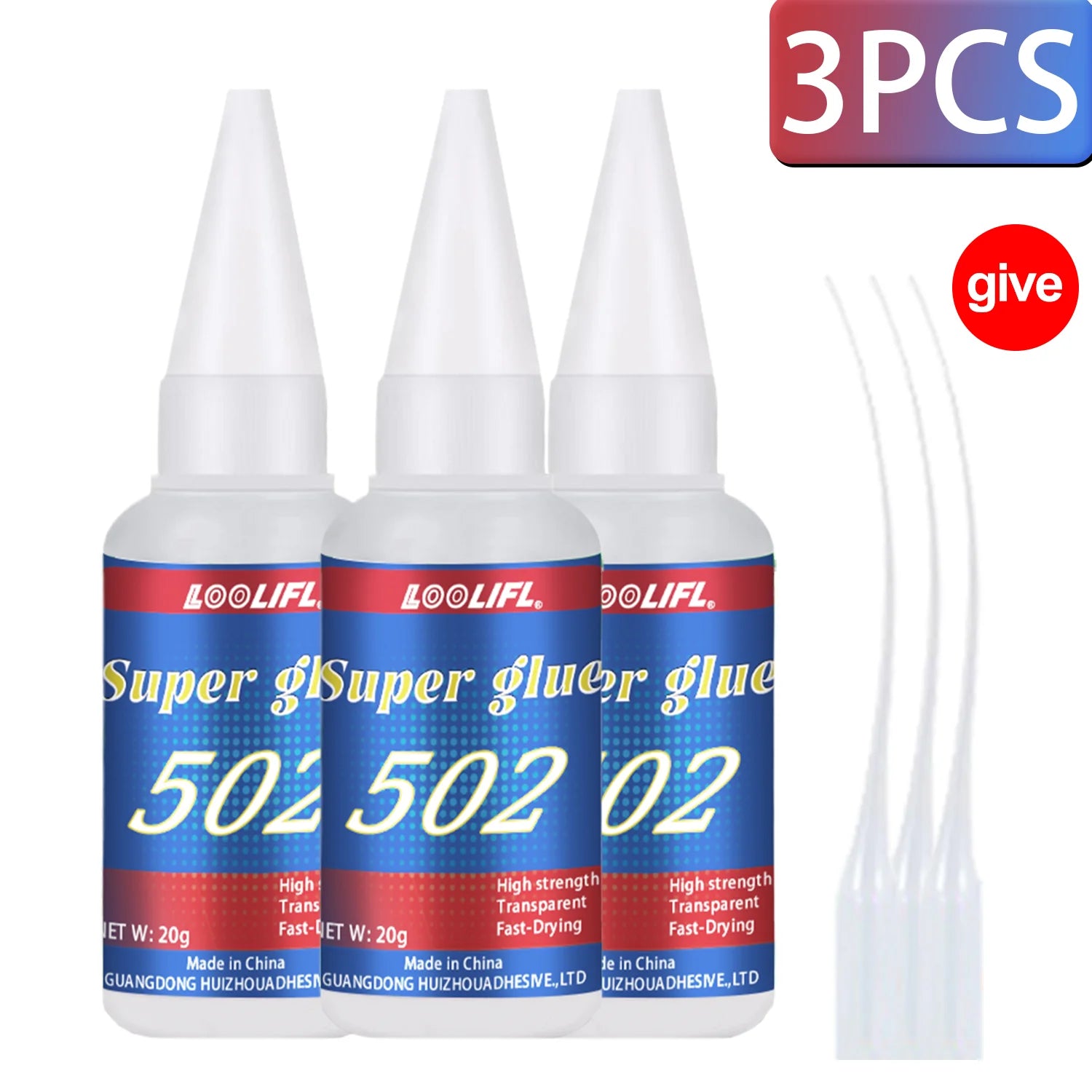LOOLIFL 1-7pcs 502 Super Glue Instant Quick-drying Cyanoacrylate Adhesive Leather Rubber Wood Metal Strong Bond Liquid Glue Tool