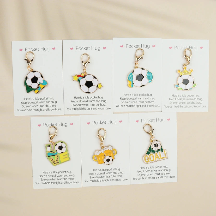 7 Football Keychains, with Pocket-Sized Encouragement Cards, Bag Accessories, Perfect Gifts for Football Fans, Keychain Gifts for Sports Enthusiasts.