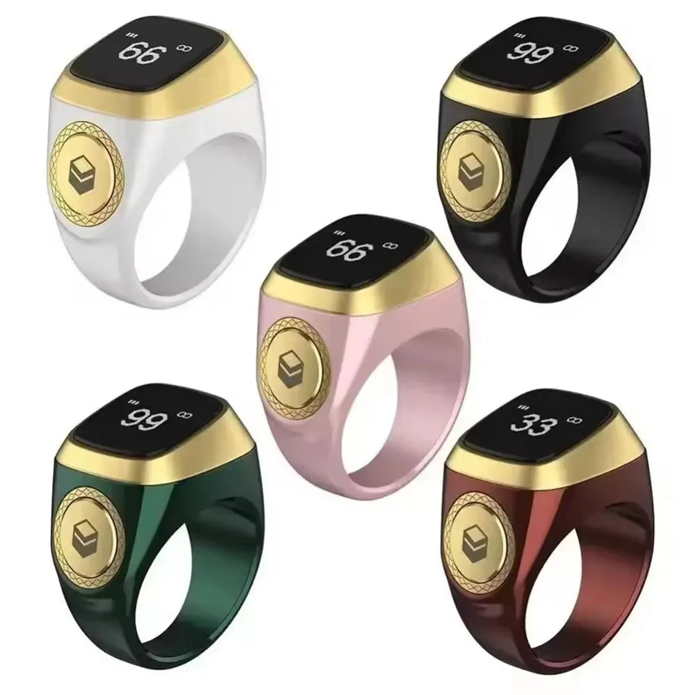 Qibla Smart Tasbih Tally Digital Counter for Muslims Tasbeeh Zikr Ring 5 Prayer Time Vibration Reminder Subhah Masbahah Misbaha