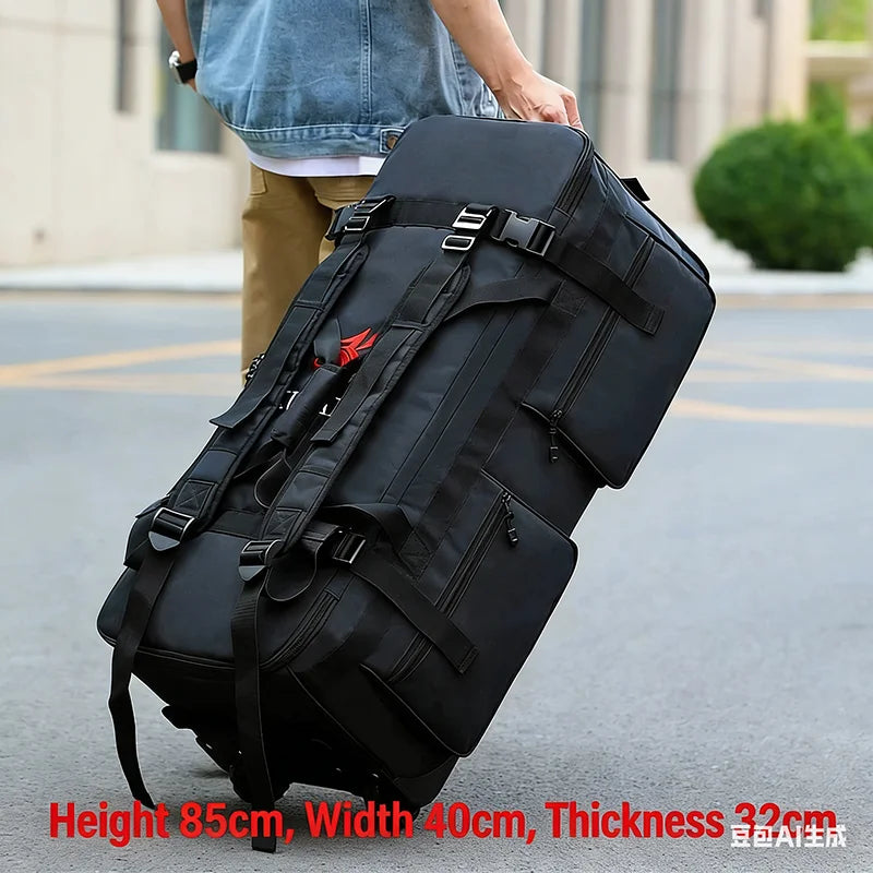 90/110l Large Capacity Travel Backpack Foldable Belt Wheel Travel Bag Multi Functional Shipping Bags Wear-Resistant Luggage Bag