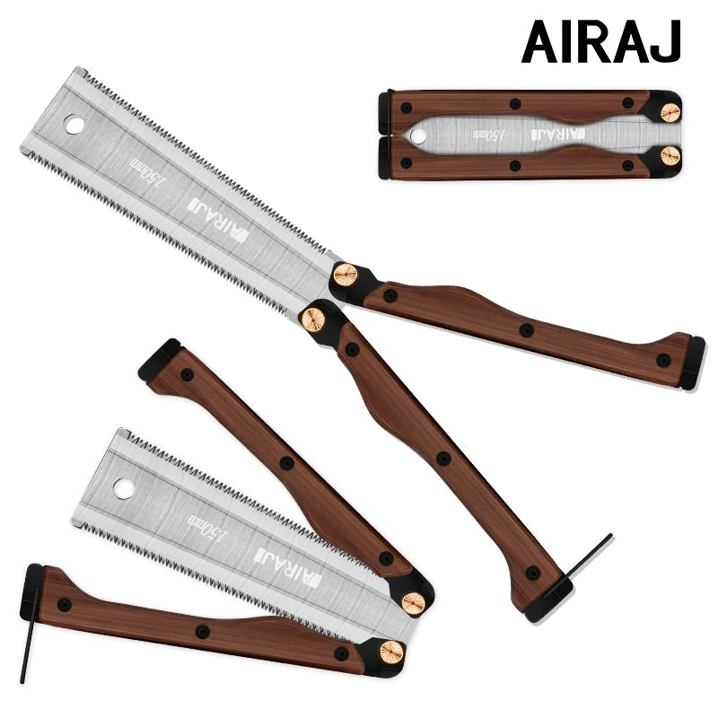 AIRAJ Folding Saw SK5 Steel Pocket Garden Saw Japanese Saw, Flush Cut Trim Saw For Woodworking