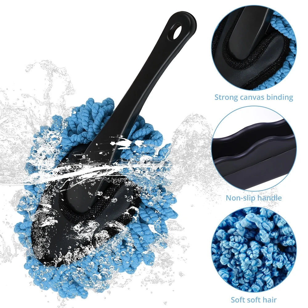 Car Dust Removal Small Duster Wipe Car Soft Brush Cleaning Mini Bristle Brush Dust Removal Nanofiber Interior Accessories Blue