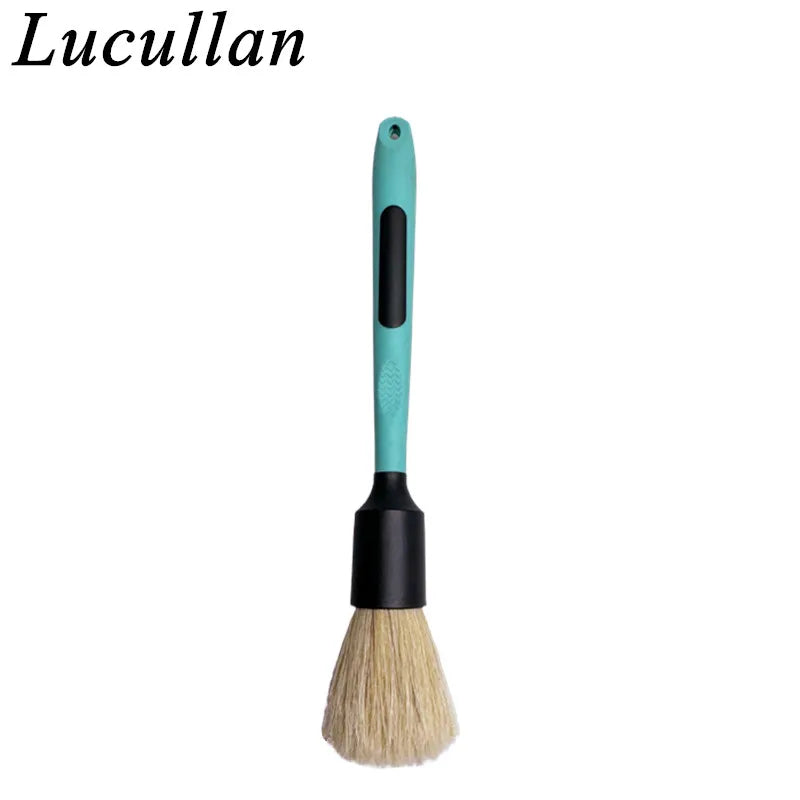 Lucullan 20% Denser Orginal Bristle Interior Cleaning Tools 28CM Red All Rubber Handle Car Detailing Brushes