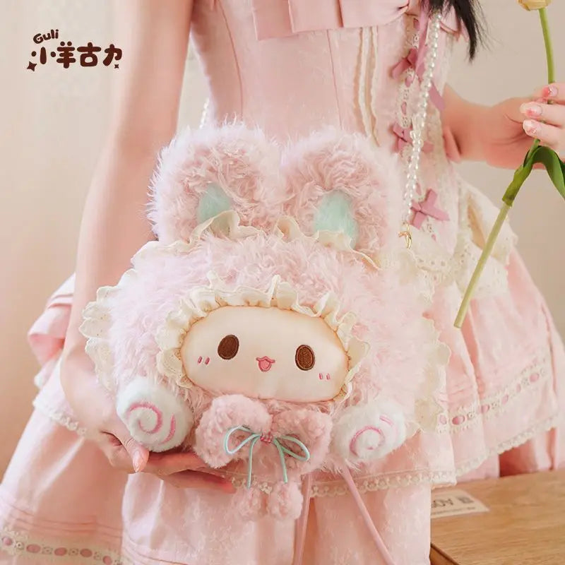Sweet Lolita Style Plush Bunny Backpack Cute Pink Fluffy Rabbit Shoulder Bag for Girls