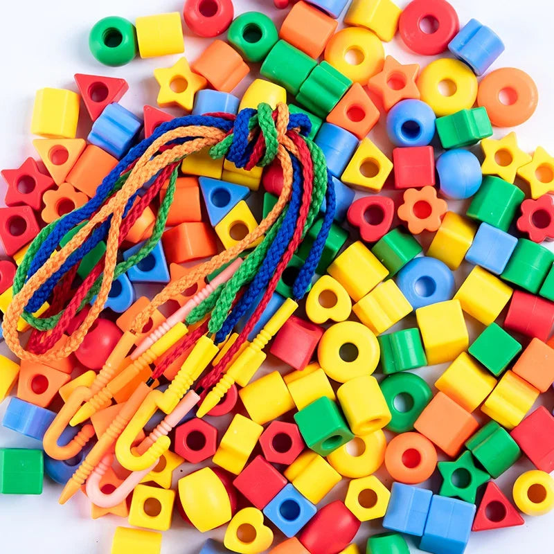 Beads Toys Plastic Children Handmade DIY Puzzle Early Education Toy Rope Threading Games Kids Self Made Bracelet Necklace Gifts